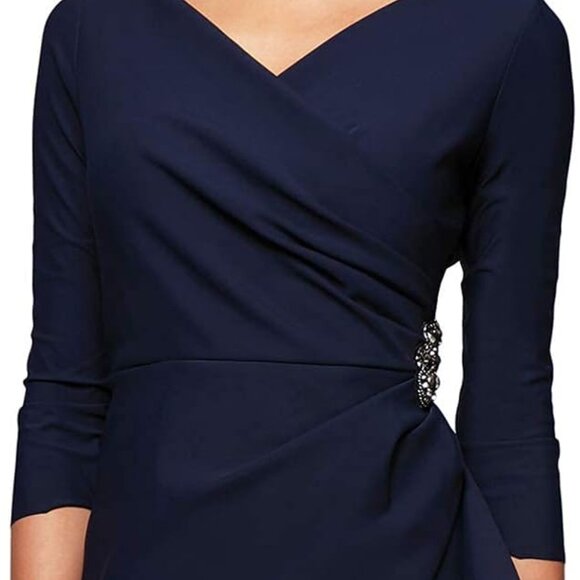 Embellished Ruched Sheath Cocktail Dress by Alex Evenings - Picture 3 of 3